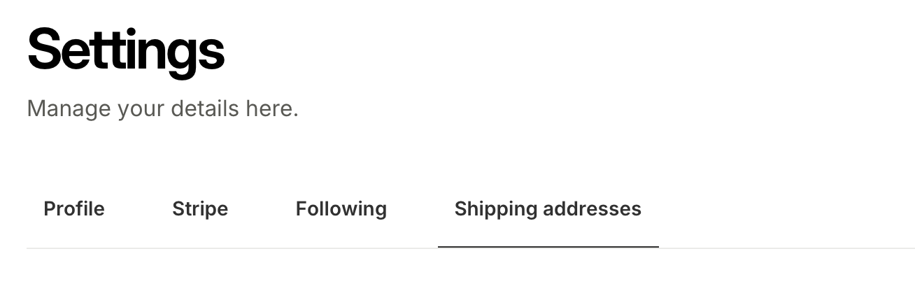 shipping address menu